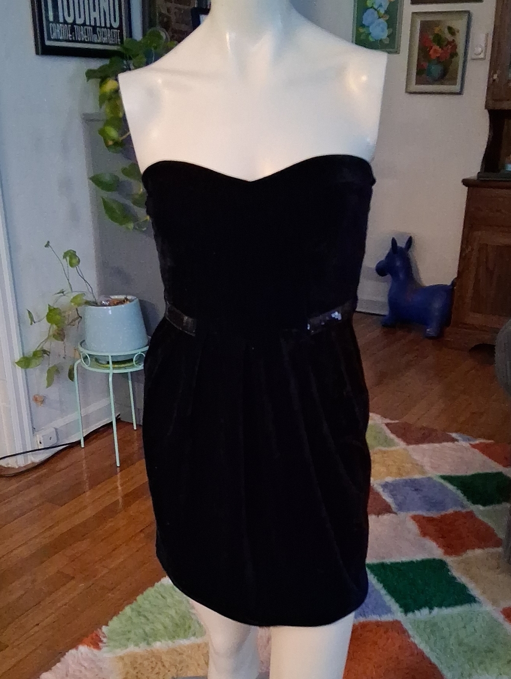 Rue21 Black Strapless Velvet Mini Dress